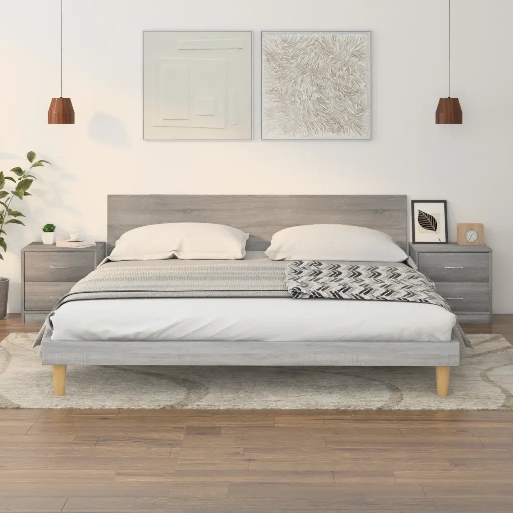 Set di 2 Comodini | Armadio da Notte | Mobiletto da notte Grigio Sonoma 40x30x40 cm in Truciolato