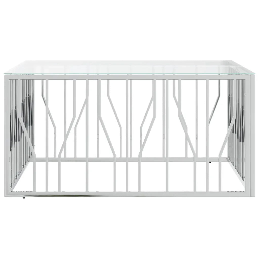 Tavolino da salotto | Tavolino da caff¨¨ | Tavolino da Soggiorno 100x100x50 cm in Acciaio Inox e Vetro