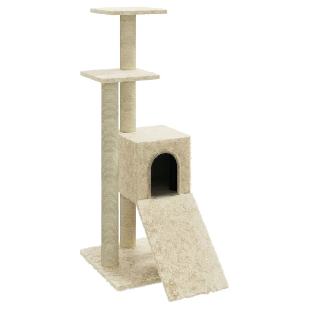 Tiragraffi per gatti torre per arrampicata giocattolo piattaforma per arrampicata con tiragraffi in sisal 92 cm crema 02_0022532