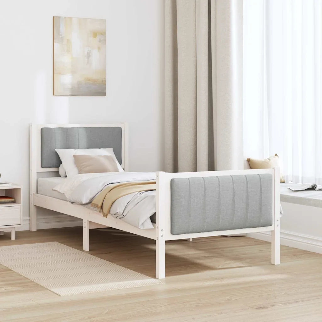 Struttura del Letto Bianco e grigio chiaro 80 x 200 cm