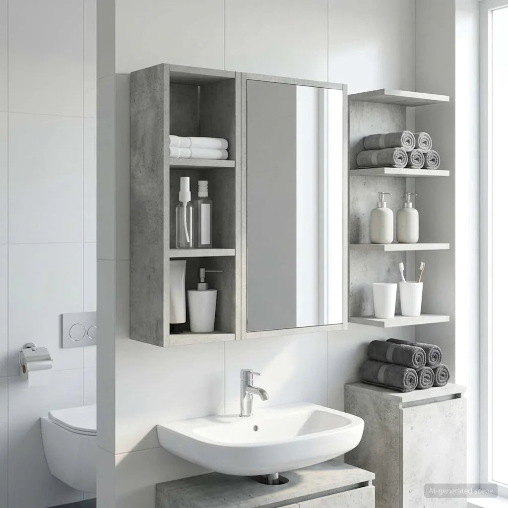 Armadio da bagno a muro Grigio Cemento 20 x 16 x 62,5 cm 889306