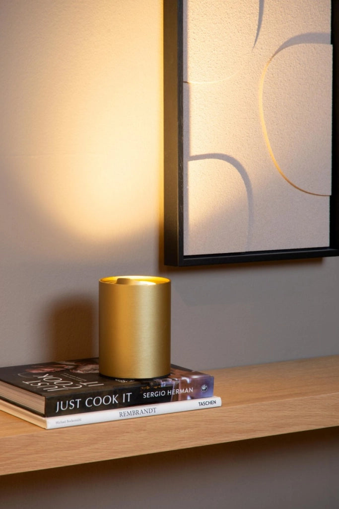 Lampada da tavolo cilindro oro GU10 touch Lucide Tube