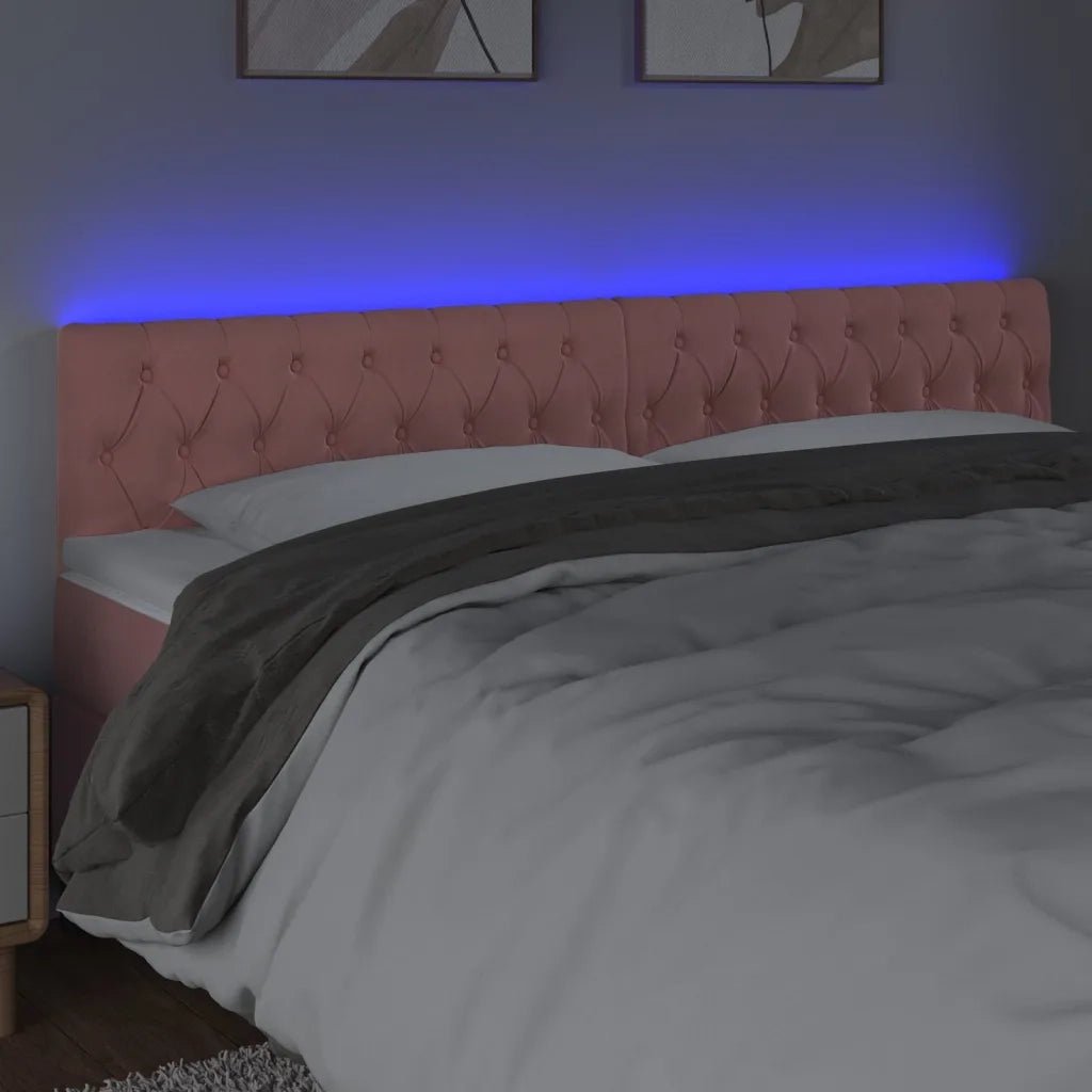 Testiera | Testata a LED Rosa 200x7x78/88 cm in Velluto