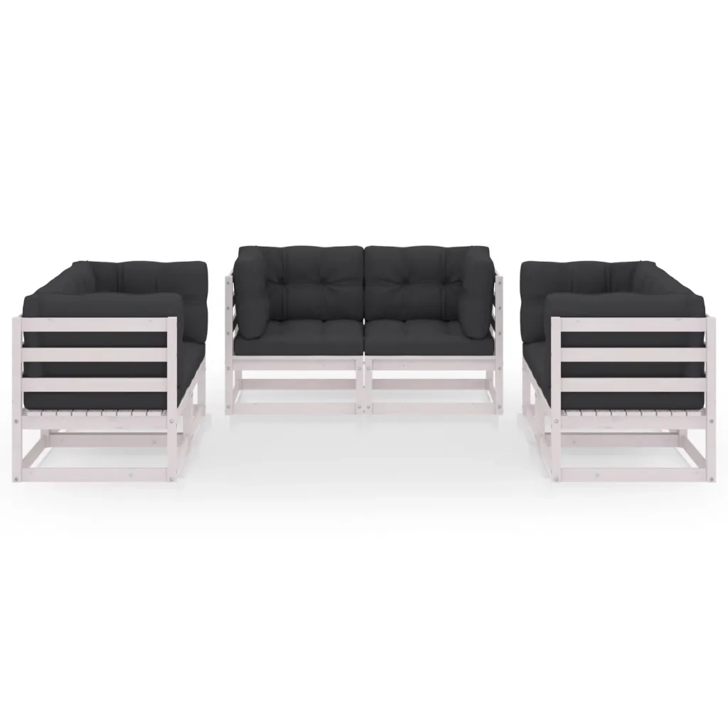 Set Divani da Giardino 6 pz con Cuscini Legno Massello Pino 3076490