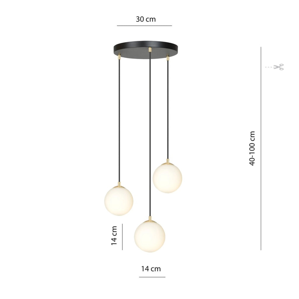 Lampada a sospensione ROYAL in metallo nero e oro