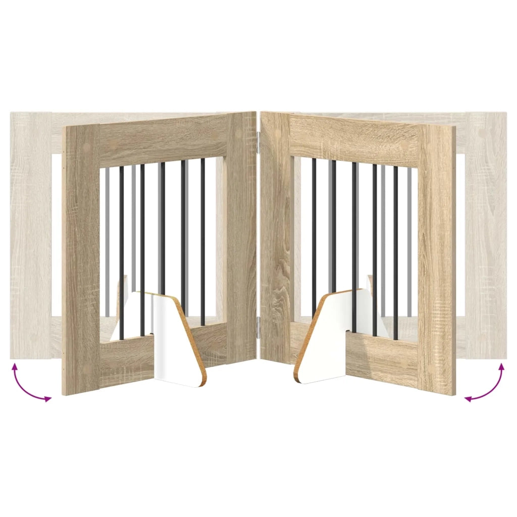 Cancello per cani pieghevole con supporti 6 pz Rovere Sonoma 892158