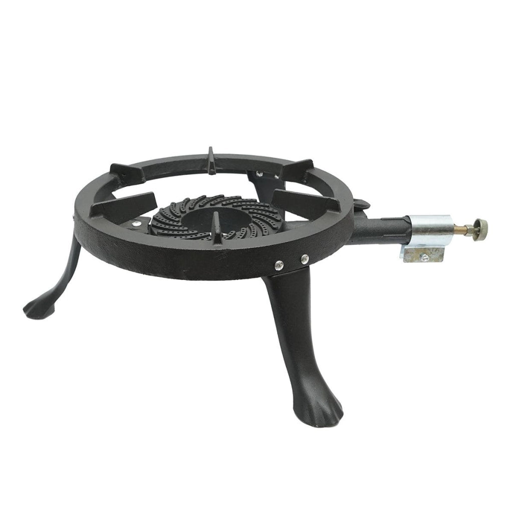 Fornellone a Gas Portatile in Ghisa, 3 Piedi, 330×110 mm, Bruciatore 106 mm, 6 kg, Fornello Ghisa per Campeggio e Esterni