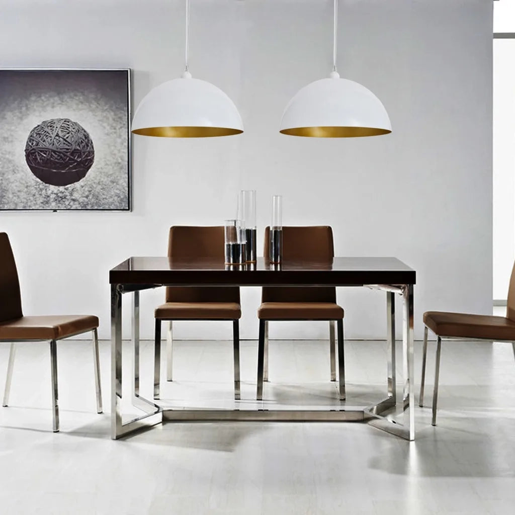 Lampada a Sospensione 2 pz Altezza Regolabile Semisferica Bianca CFW1551951