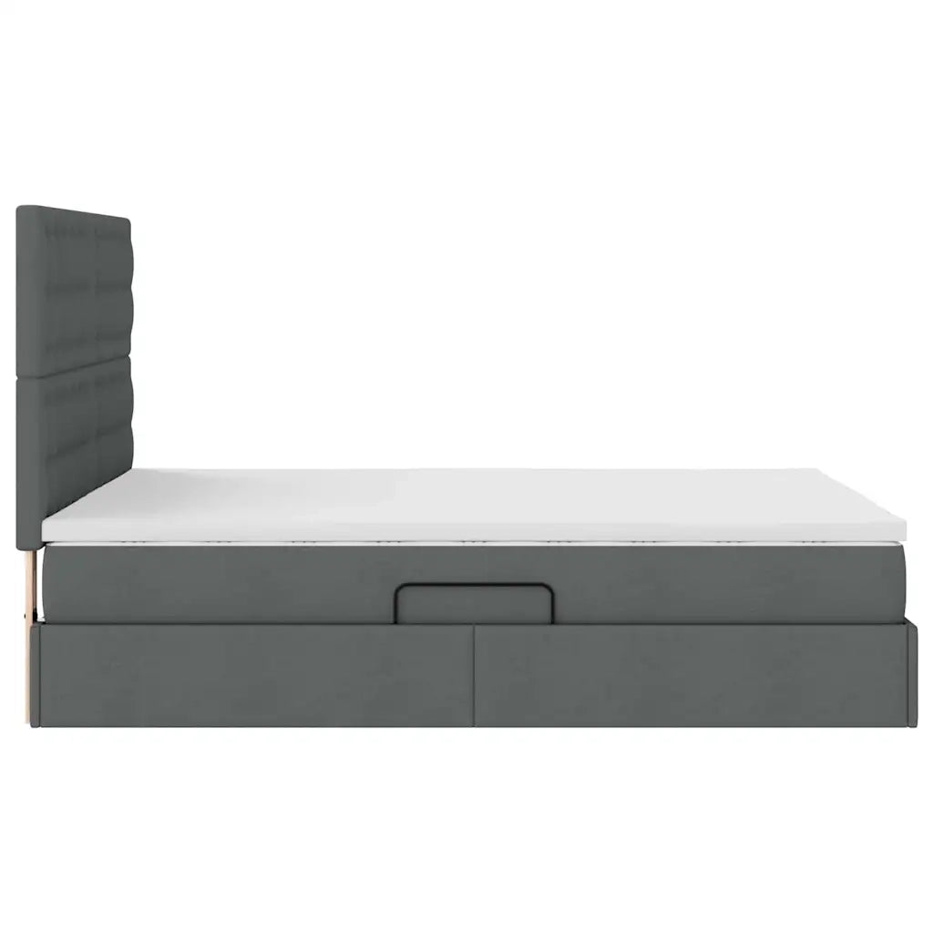 Letto con contenitore e materasso Grigio scuro 140 x 190 cm