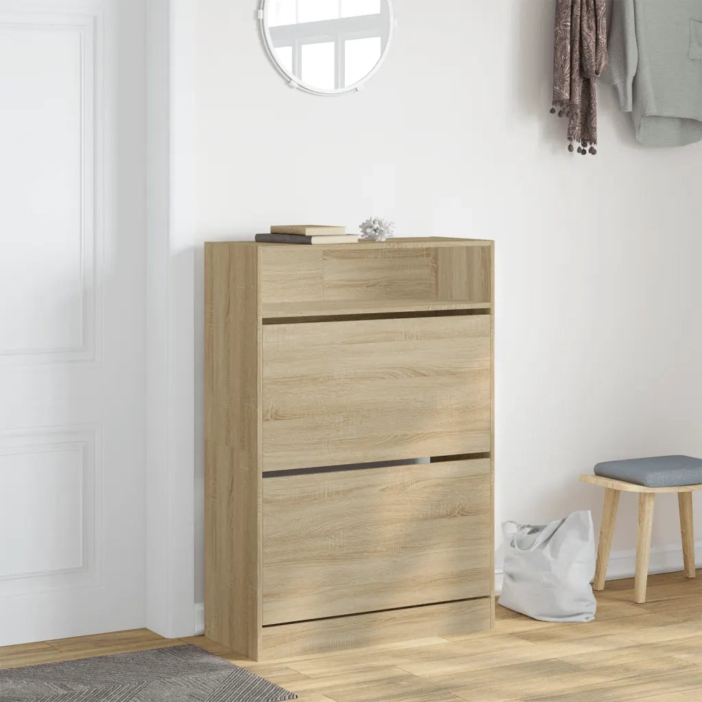 Scarpiera | Mobile per scarpe 2 Cassetti Ribaltabili Rovere Sonoma 80x34x116 cm