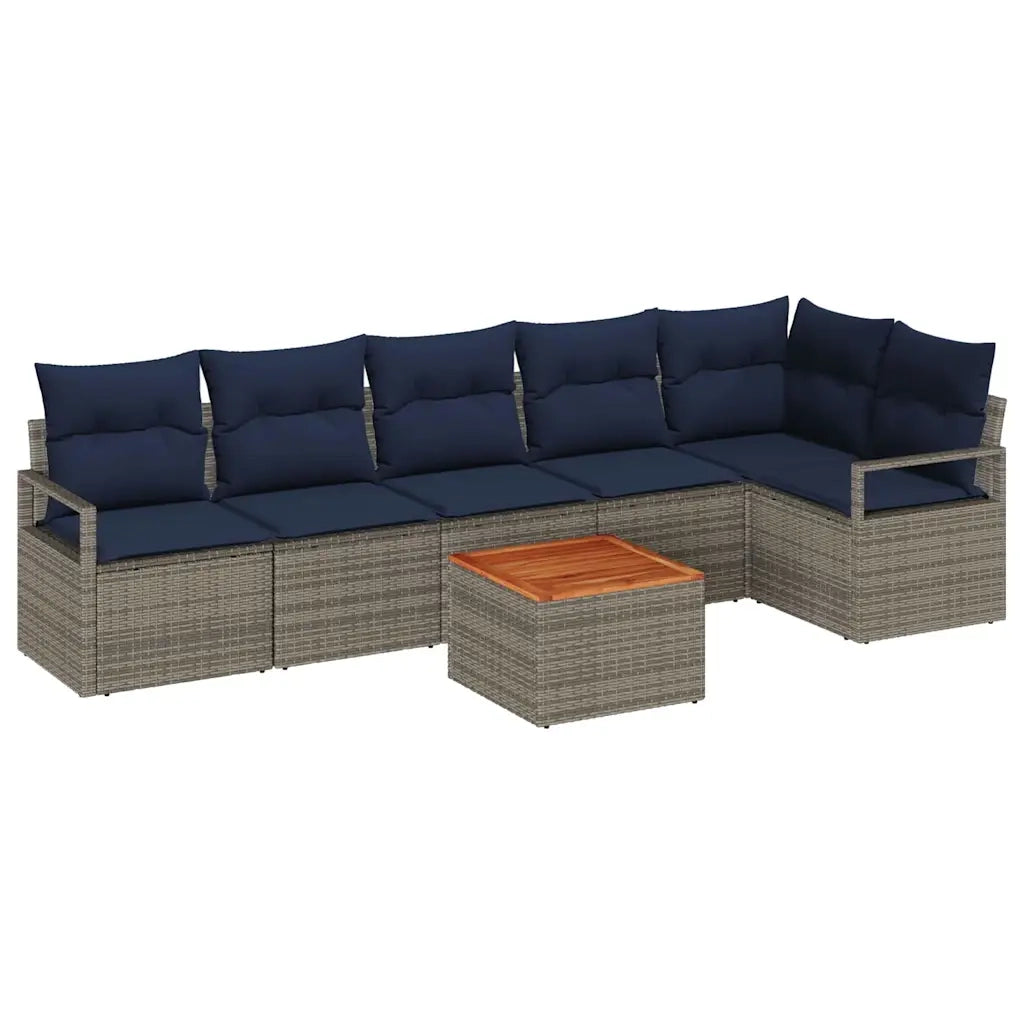 Set Divano da Giardino con cuscino 7 pcs Grigio polyrattan