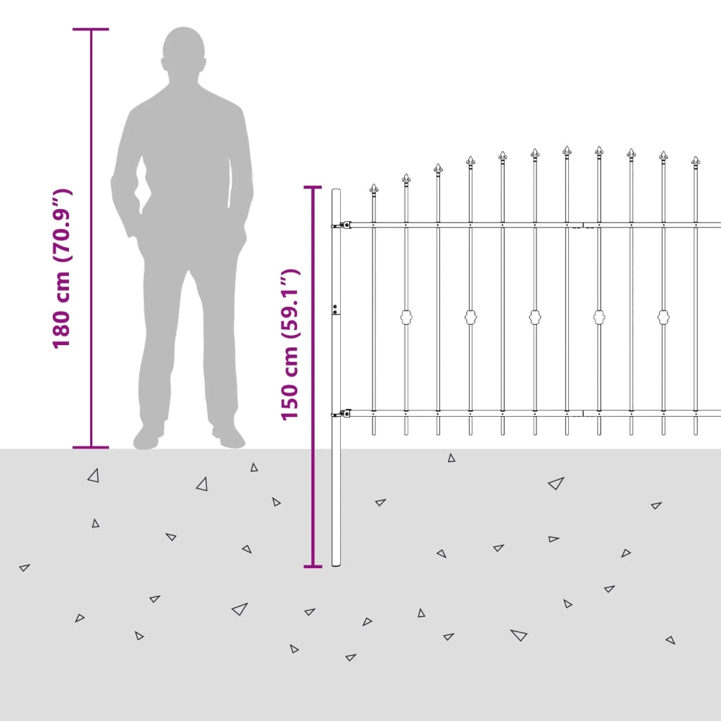 Recinzione da Giardino | Recinzione a punte Asten Nero 200 x 150 cm