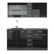 Vicco Cucina completa Nero lucido/antracite 160 cm , PL Antracite