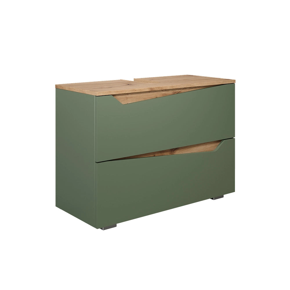 Vicco Mobile sottolavabo per bagno Verde/Artigianale 80 x 57.5 cm con 2 cassetti