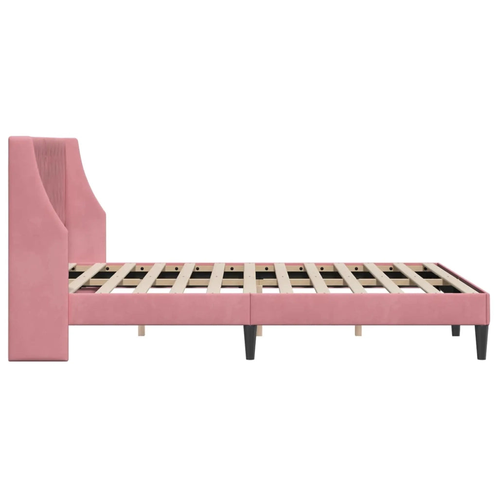 Struttura del letto con testiera Rosa 140 x 200 cm Velluto