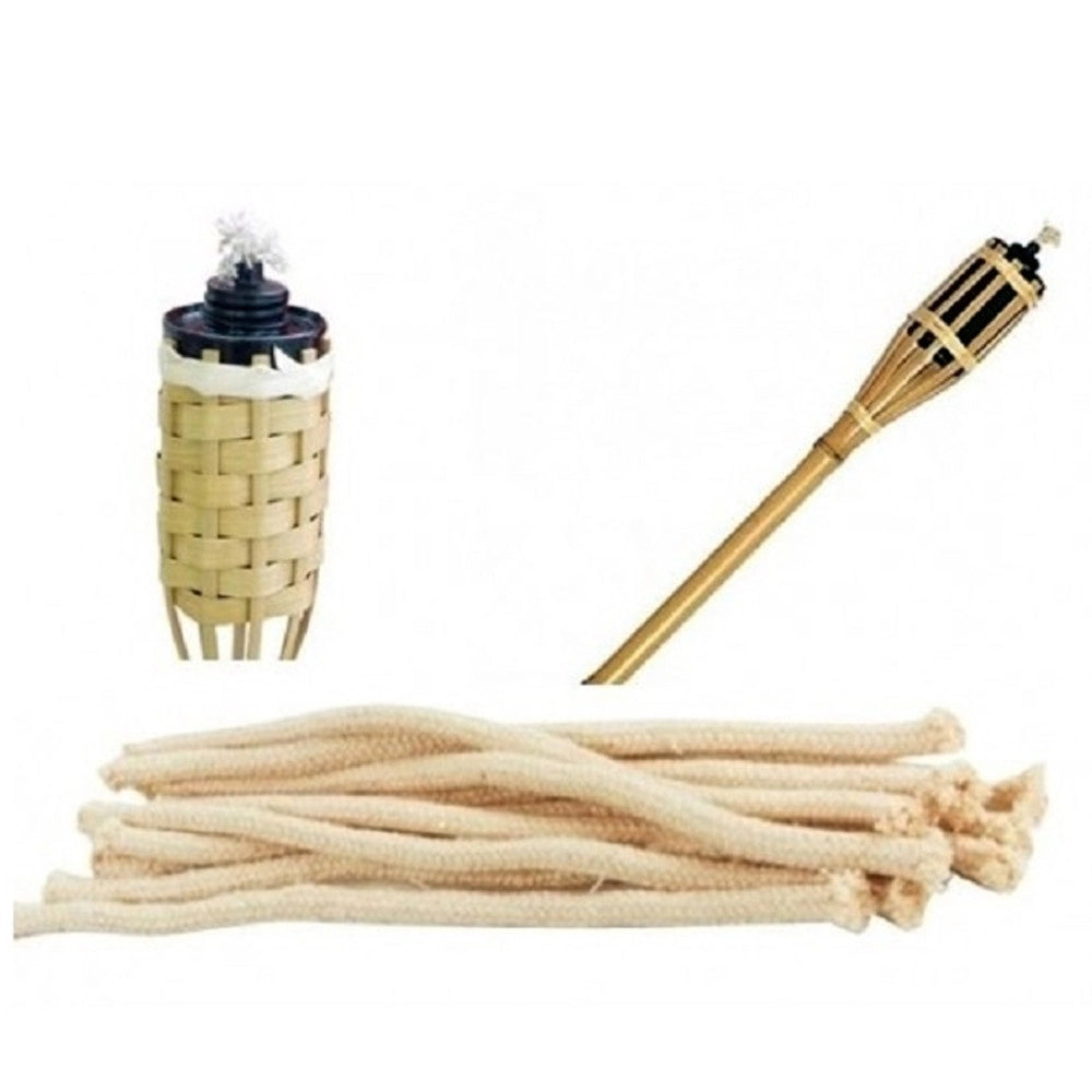 Trade Shop - Set 16pz Stoppini 18cm Ricambi Corda Candela Lampada Torce Olio Filo Intrecciato -