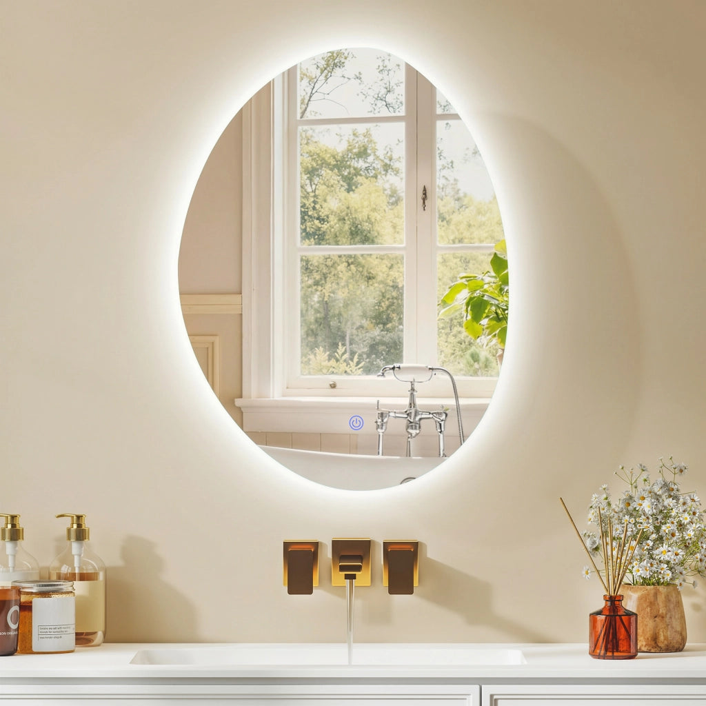 Armadietto bagno con specchio LED ¨C zephmum ¨C bianco 50x14x70cm