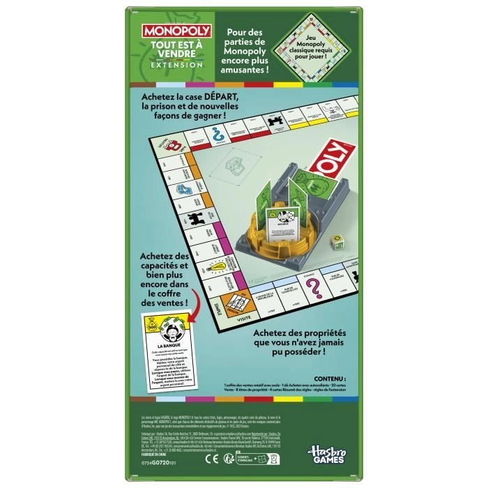 Espansione Monopoly Tutto è in vendita, rende il classico gioco Monopoly più divertente e veloce, giochi da tavolo, 2-6 giocatori, 40
