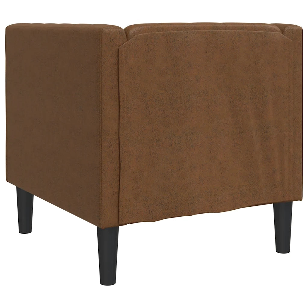 Divano Sedia-Poltrona Chesterfield Marrone in Similpelle Scamosciata 190617