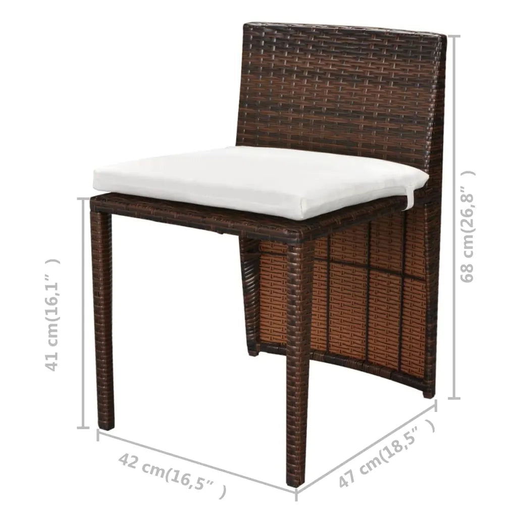 Set da Bistrot 3 pz con Cuscini in Polyrattan Marrone cod mxl 34637