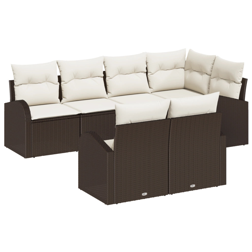 Set di divani da giardino 7 pezzi con cuscini in rattan poli da