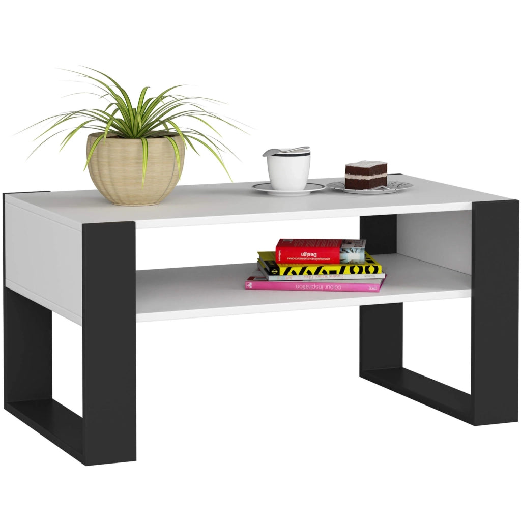 Tavolino da caffè AKORD DOMI Bianca 92 cm Colore Nero 92x53x45 cm