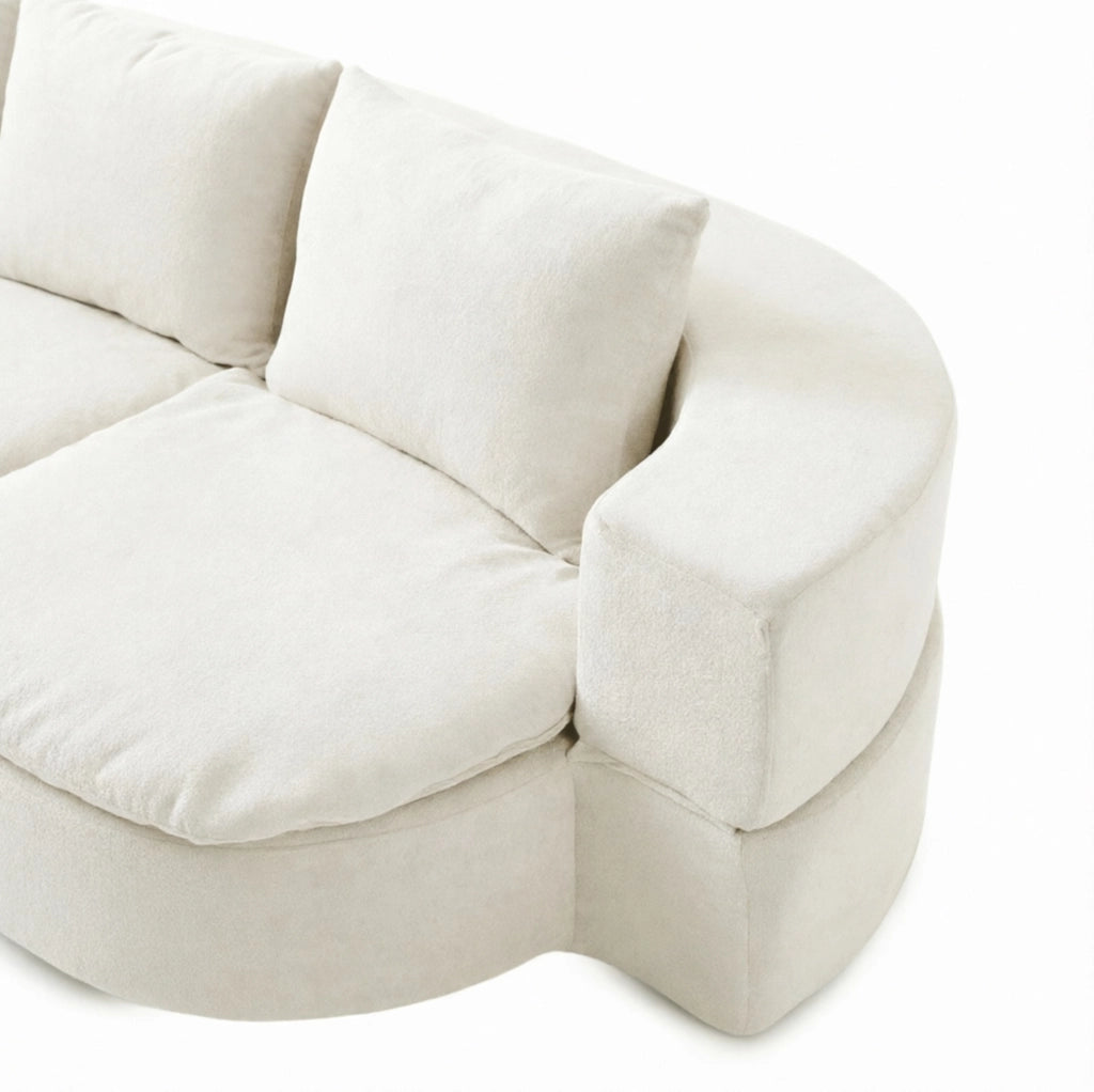 Divano letto pieghevole 3 in 1 in flanella; bianco sporco