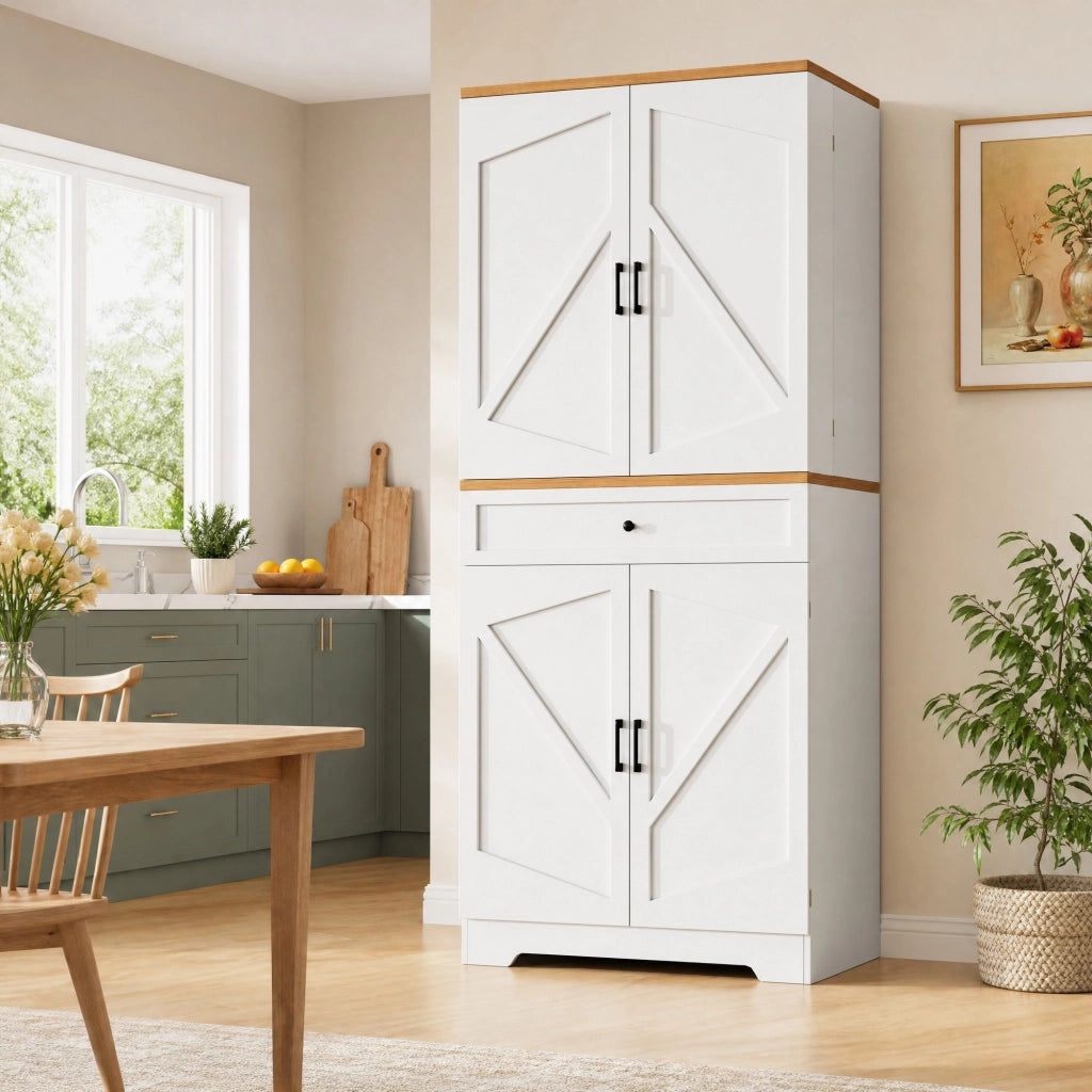 ARMADIO DA CUCINA 80x40x180 cm Bianco in MDF con ripiani aperti e cassetti