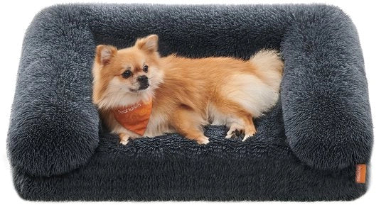 Letto per cani morbido, cuscino per cani taglia M, coperta per cani per cani piccoli, divano per cani con schiuma a pelo, copertura rimovibile e lavabile, 76 x 58 x 19 cm, colore grigio scuro PGW231G02V1
