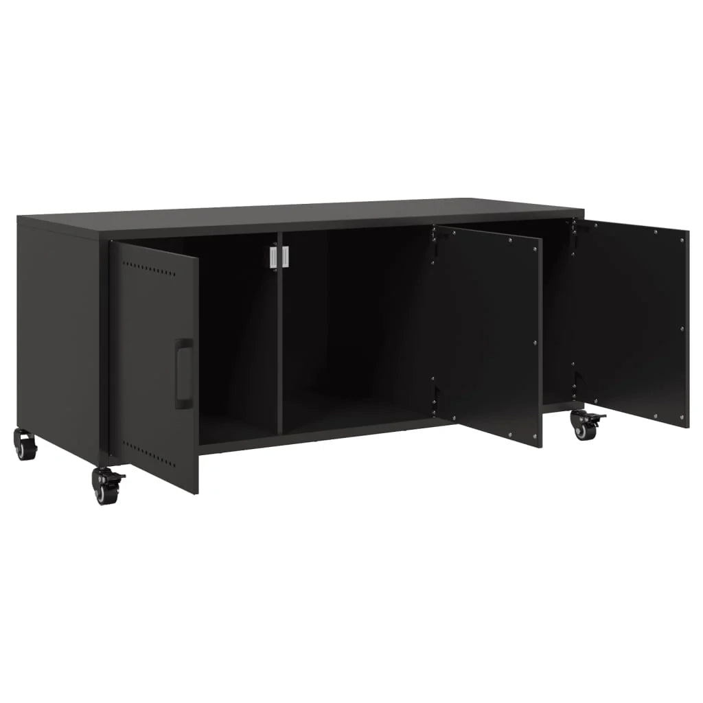 Mobile TV multimediale scaffale TV credenza mobile TV sala da pranzo soggiorno camera da letto 100,5 x 39 x 43,5 cm acciaio nero 02_0025539
