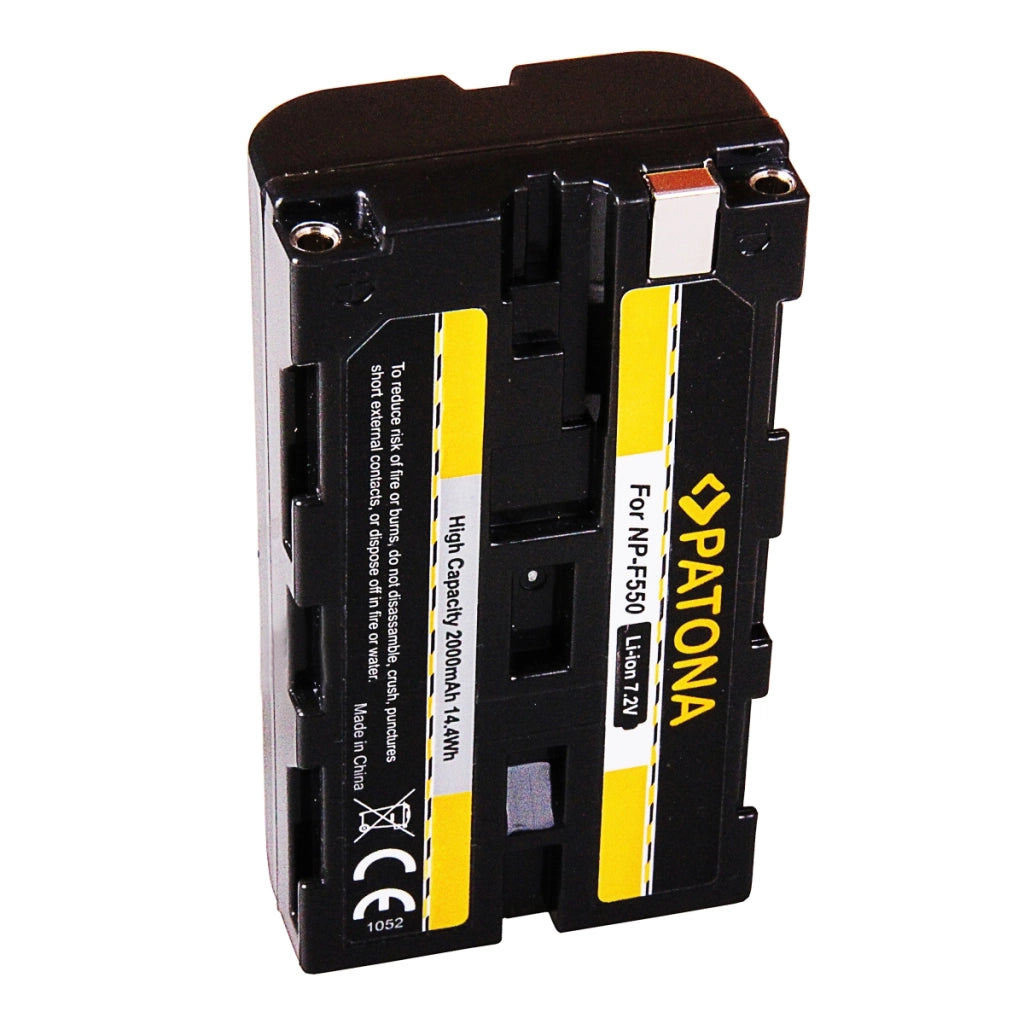 Patona NP-F 550 Batteria agli ioni di litio compatibile Sony NPF, 2200 mAh, 7,4 V, 16,3 Wh, per fotocamere, videocamere, luci LED, accessori fotografici