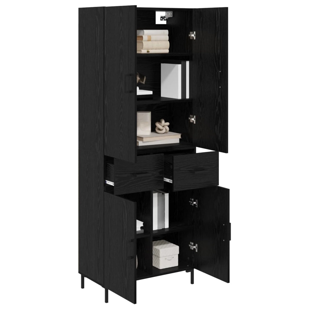 Credenza | Madia | Buffet da pranzo | Armadio da pranzo Rovere Nero 69,5 x 34 x 180 cm Legno multistrato