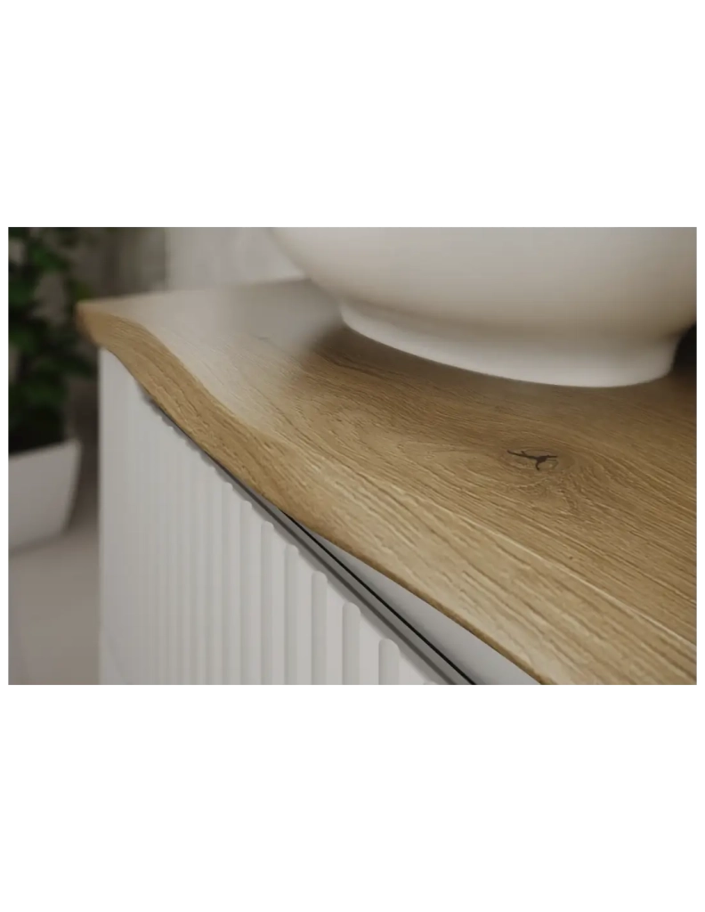Piano per lavabo NATOURA 120,8 cm in MDF effetto rovere chiaro con bordo naturale