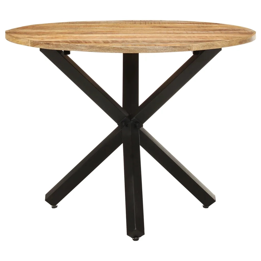Tavolo da Pranzo Rotondo 100x100x75 cm Massello di Mango Grezzo 321681