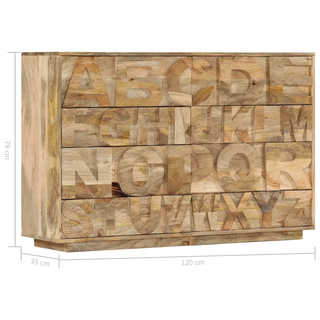 Mobile Alfabeto 6 Cassetti 120x35x79 cm in Legno Massello Mango 247712