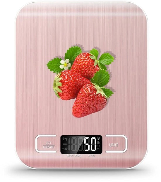Ponderale da cucina, 5 kg (11 lb) con 6 impostazioni di taratura e display LCD, bilancia digitale in acciaio inossidabile con precisione di 0,05 oz/1 grammo in grammi e once, per la cottura, la preparazione di pasti e diete.
