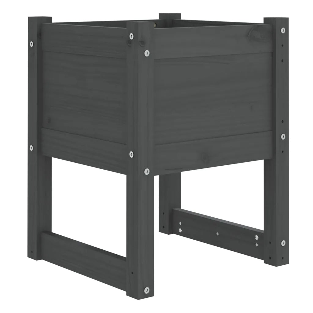 Fioriere 2 pz Grigio 40x40x52,5 cm in Legno Massello di Pino 822112