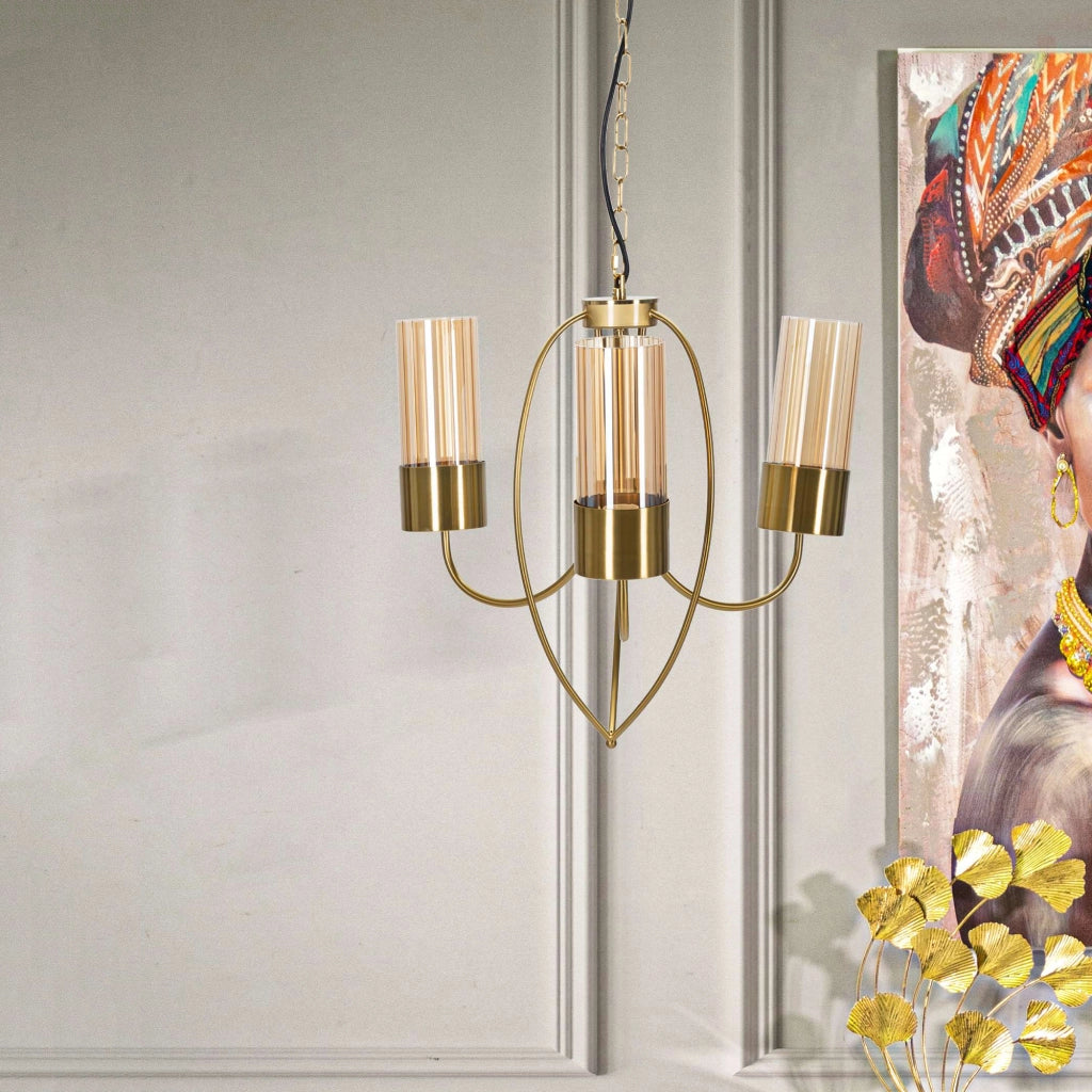 Darona, Lampada da Soffitto Necessarie 3 Lampadine, oro