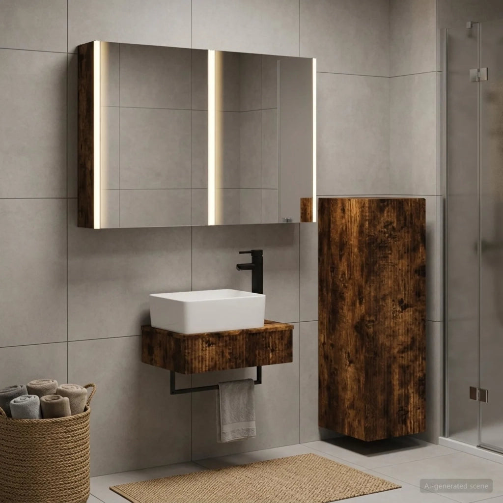 Set di mobili per il bagno 4 pz Rovere Fumo 3407403