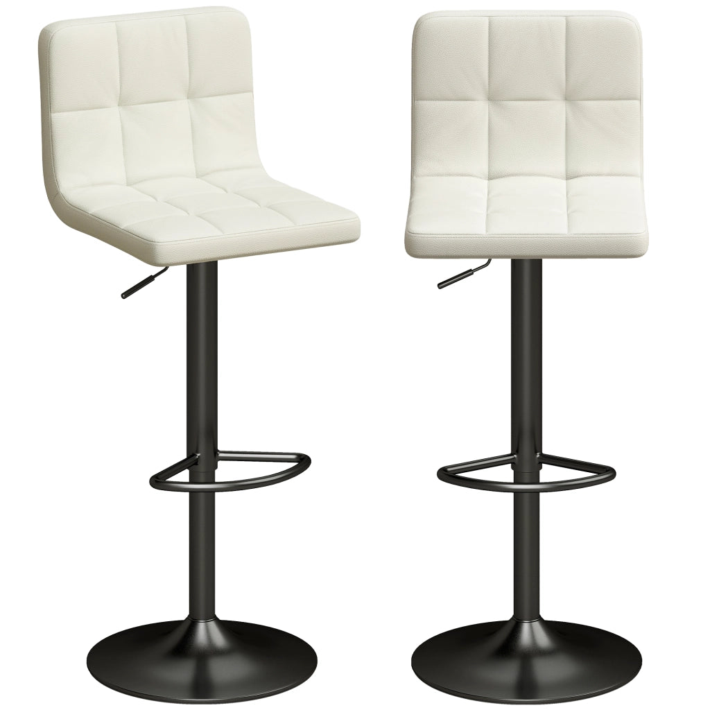 Sgabelli da Bar Regolabili ¨C zephmum ¨C Pelle Crema e Acciaio 39.5x44x88-110 cm