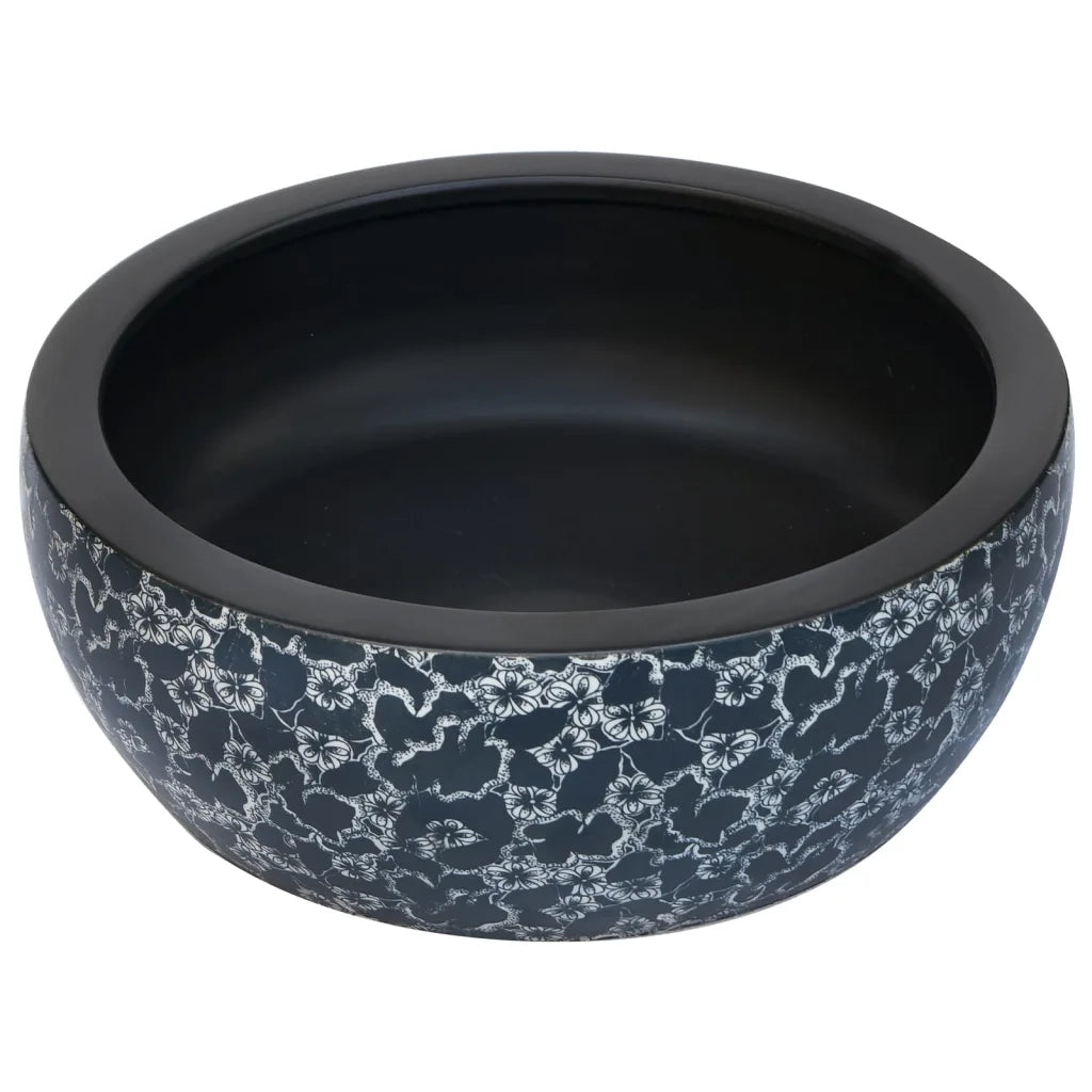 Lavabo da Appoggio Nero e Blu Rotondo ¦µ41x14 cm Ceramica CFW5098881