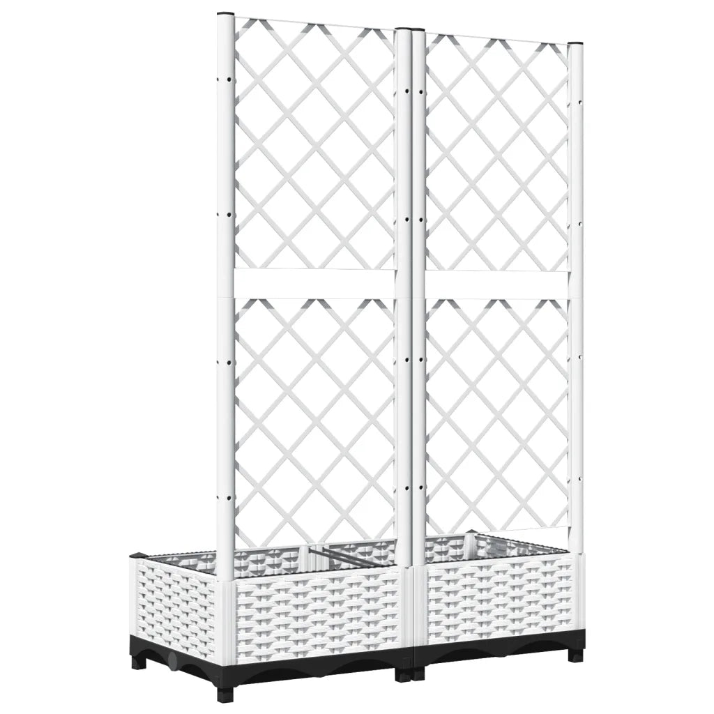 Fioriera | Cassetta per fiori | Vaso da Giardino con Graticcio Bianco 80x40x121,5 cm PP