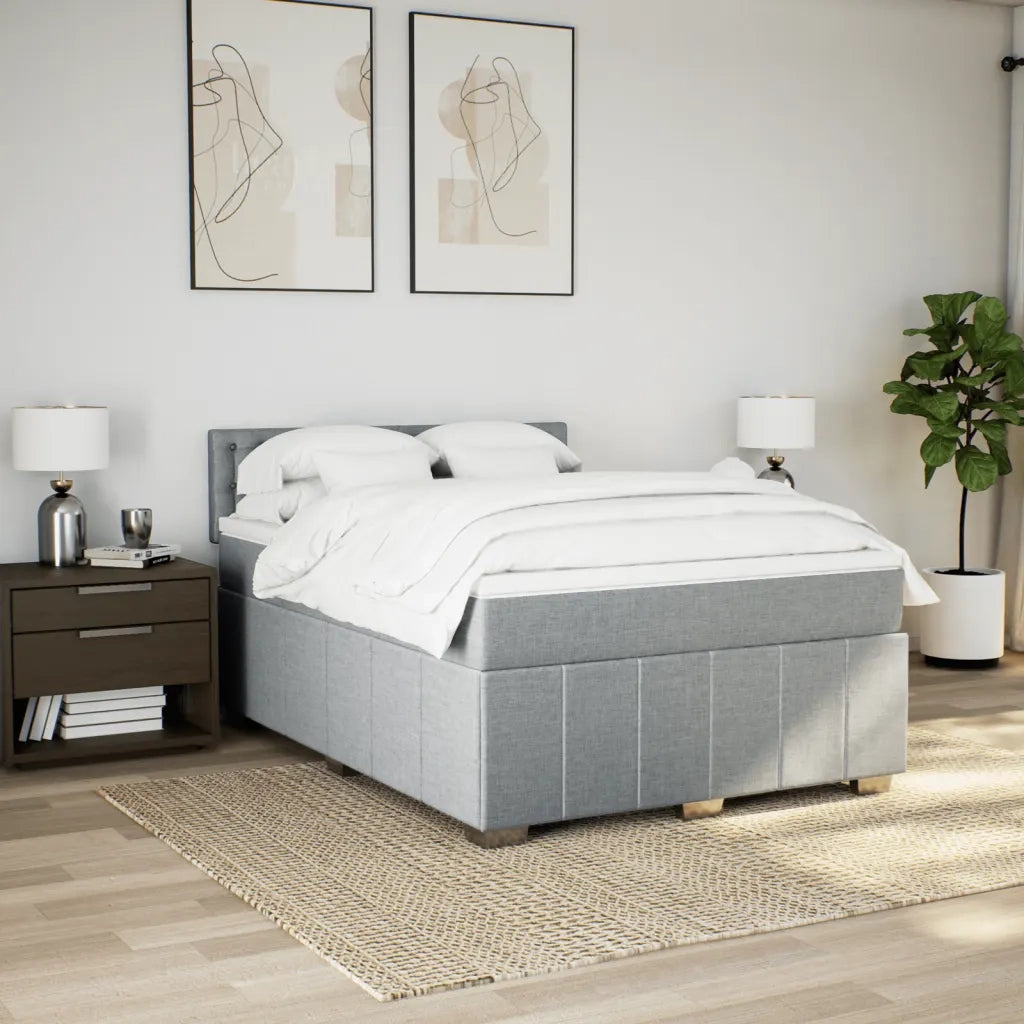 Giroletto a Molle con Materasso Grigio Chiaro 160x200cm Tessuto