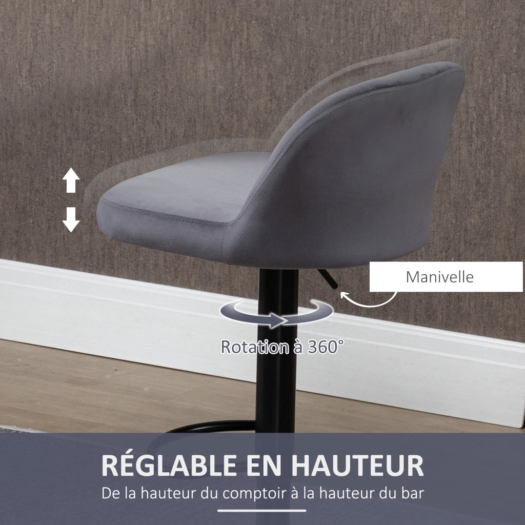 Sgabello da bar design moderno con poggiapiedi ¨C zephmum ¨C grigio altezza regolabile