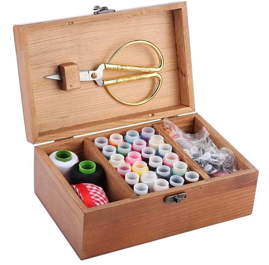Maniglie per cucire in legno - Cassetto per magazzino - Organizzatore - Kit per cucito - Progettazione confortevole