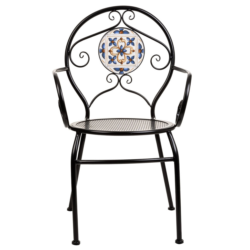 Poltrona in mosaico Blu e ferro battuto 58x54x88h