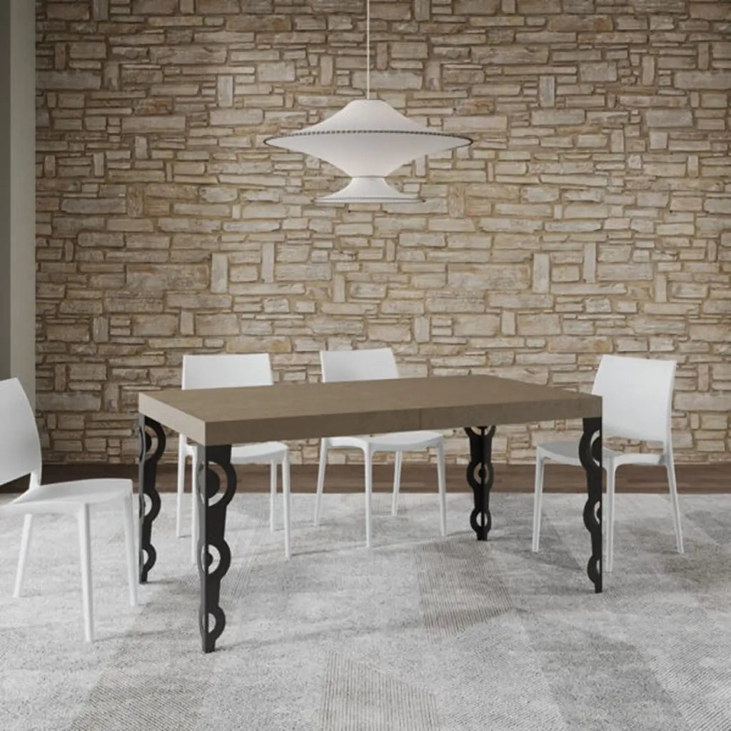 Tavolo allungabile 160/264x90 cm Karamay tortora gambe antracite