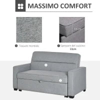 Divano Letto a 1 Piazza in Tessuto, Seduta 2 Posti e Schienale a 3 Reclinazioni, 154x87x89cm