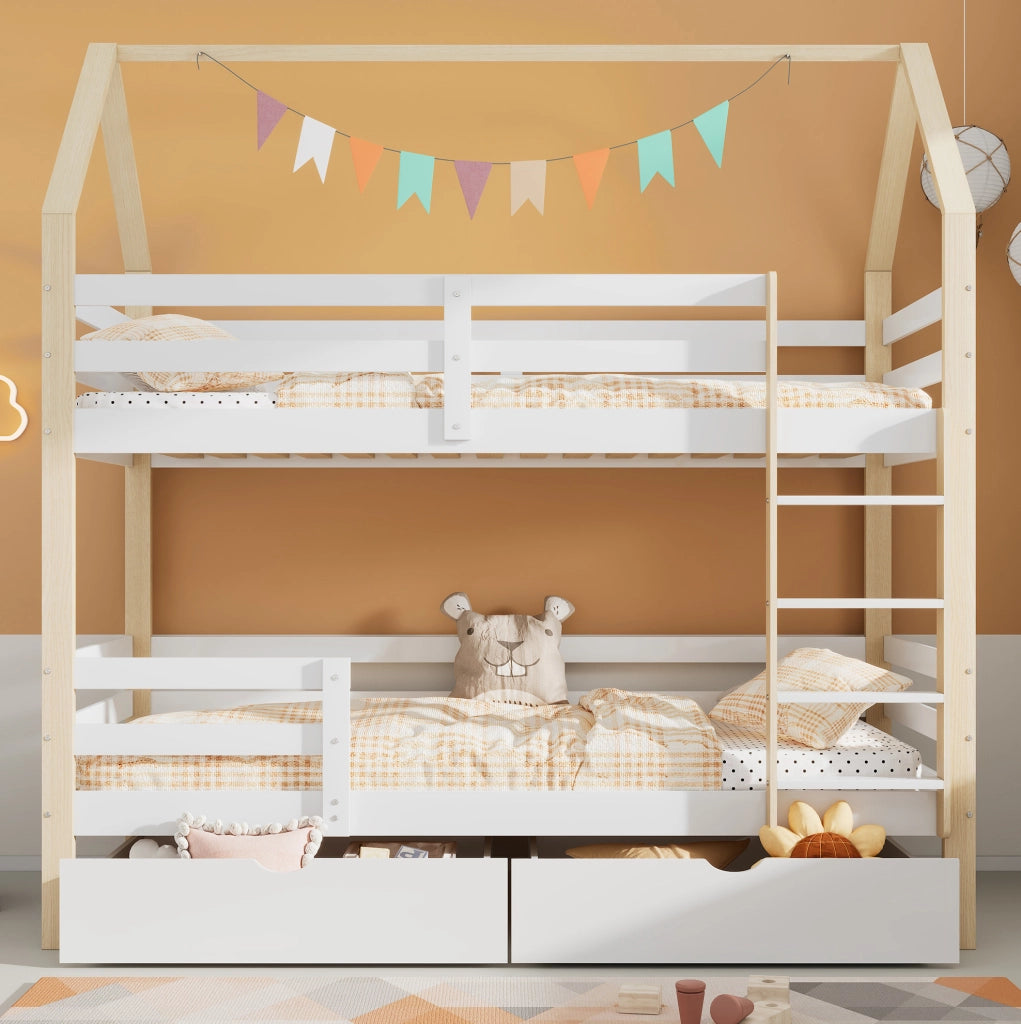 Letto a castello per bambini 90x200 cm con cassetti