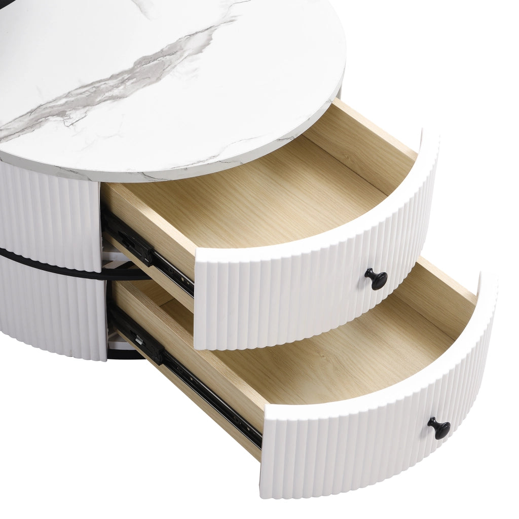 Set tavolini da caffè 60x60x46 cm e 50x50x31 cm; con 2 cassetti; MDF; bianco